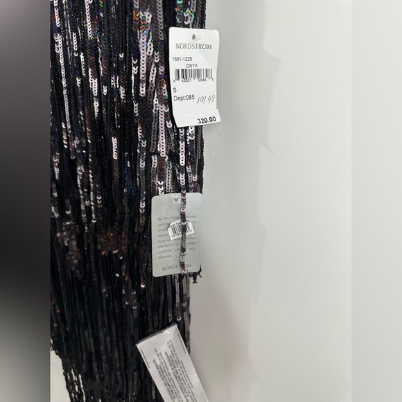 Dress the Population Roxy Iridescent Black Fringe Midi Flapper 1920s NWT Size S - Picture 8 of 12